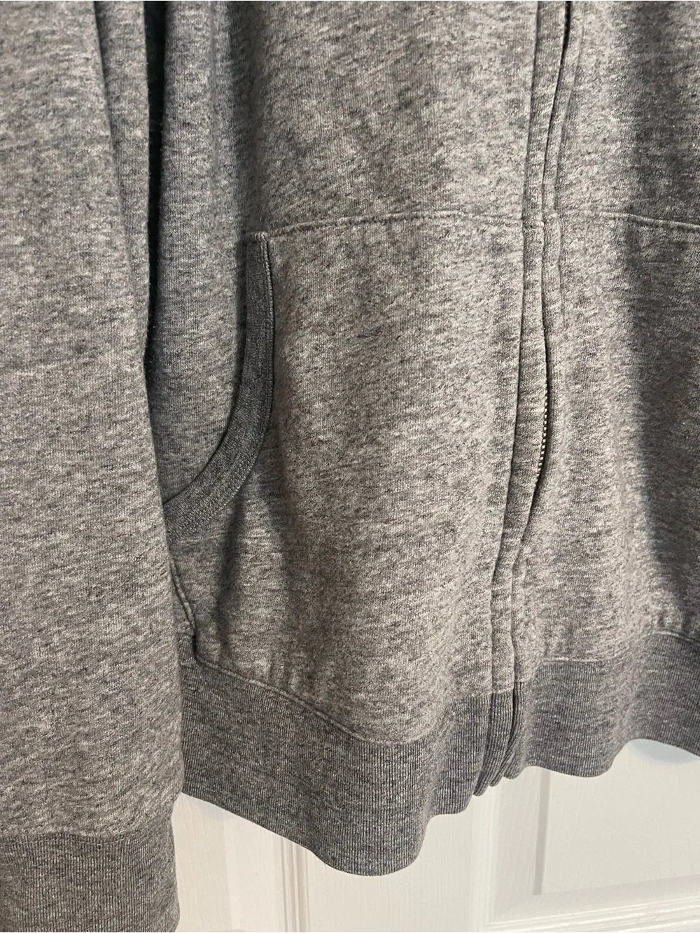 J.Crew Authentic Fleece Full Zip Hoodie Gray Size Large Cabincore Gorpcore Mens